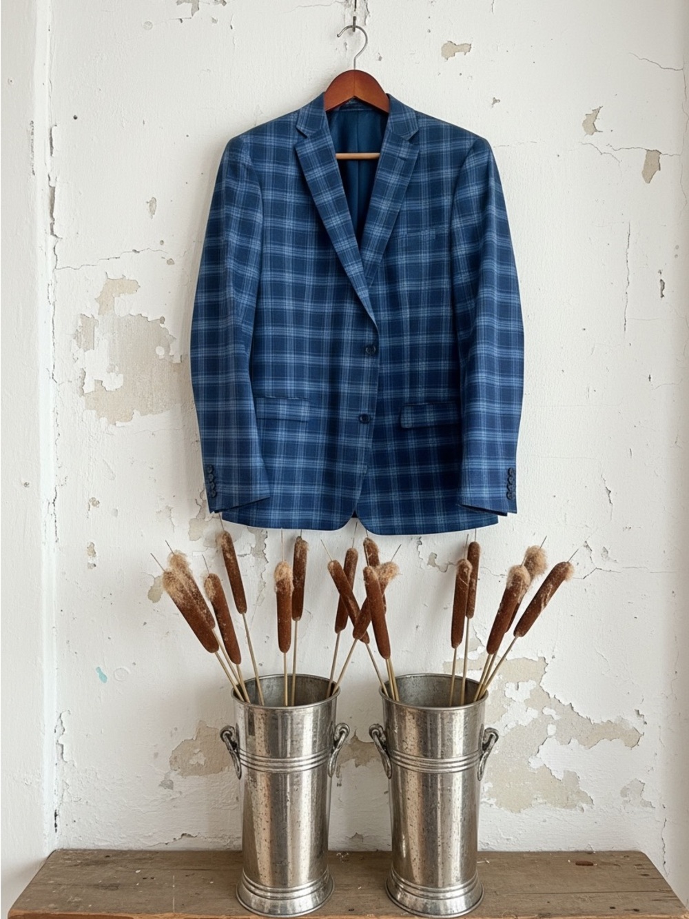 Bar III Blue Plaid Sport Coat